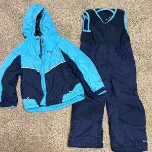 Columbia Light Blue and Navy Winter Jacket and Bib Set